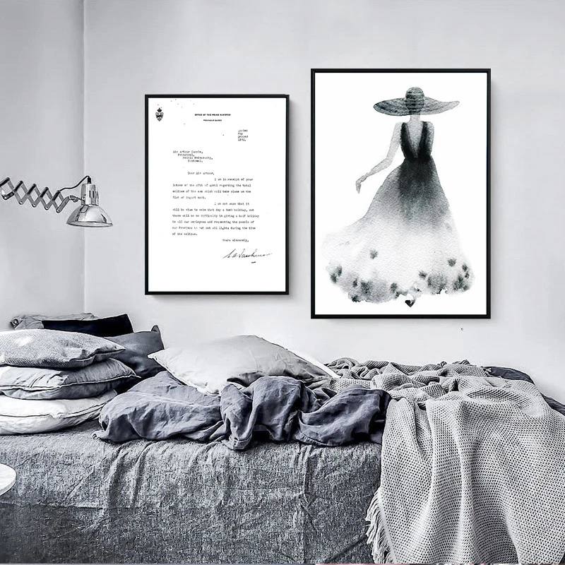 Скандинавская абстрактная черная женщина картина маслом на холсте плакаты и