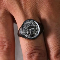 coconal gothic punk hip hop fox wolf head animal mens ring for vintage viking male womens rings christmas party gift jewelry