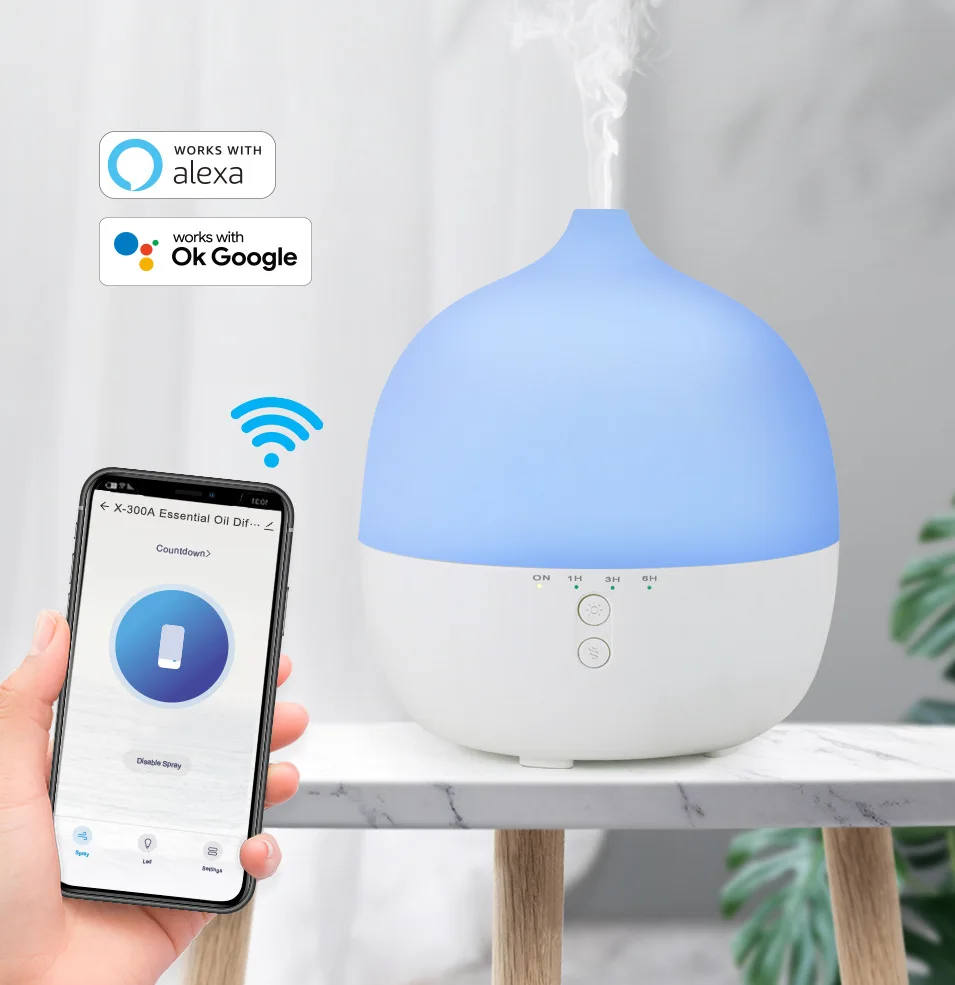 

WiFi Smart Air Humidifier 300ml Aroma Essential Oil Diffuser Mist Maker Tuya Smart Life App Voice Control via Alexa Google Home