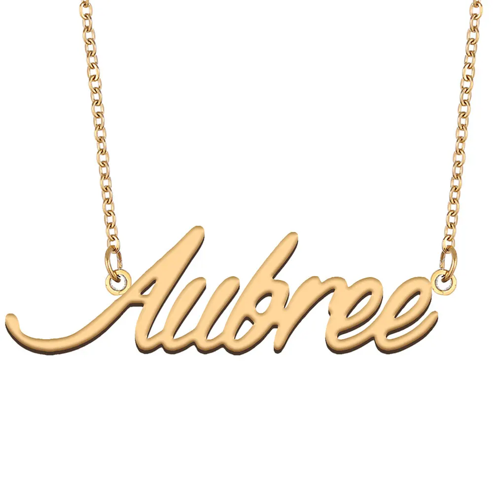 

Aubree Nameplate Necklace for Women Stainless Steel Jewelry Gold Plated Name Chain Pendant Femme Mothers Girlfriend Gift