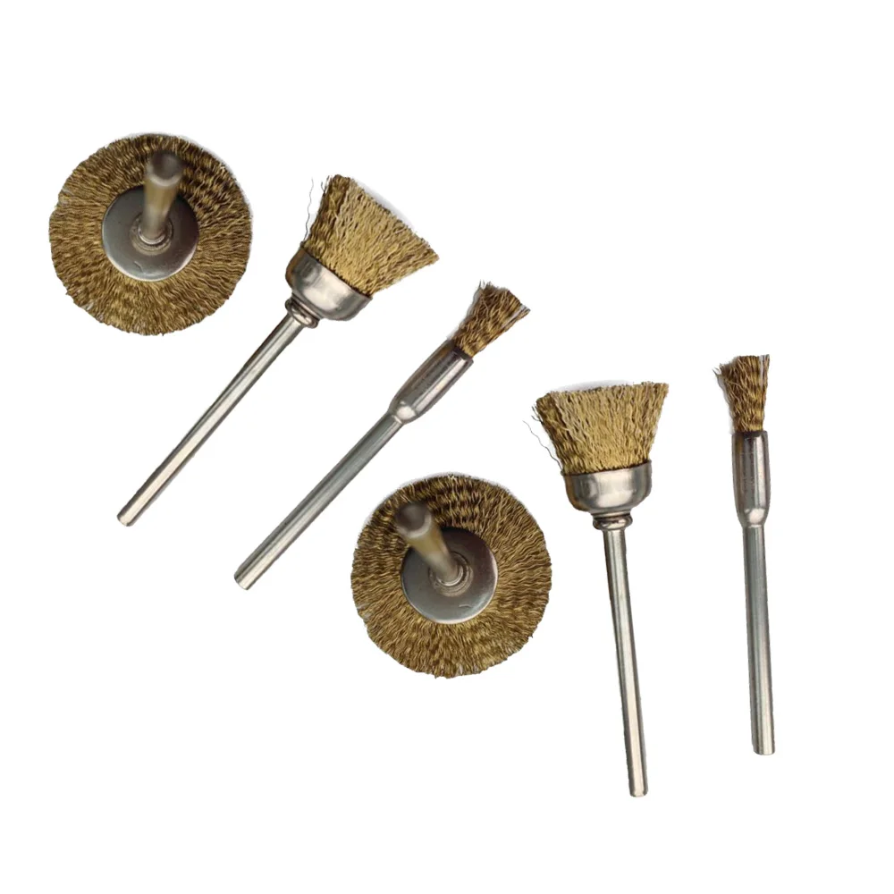 

6pcs/Set Wire Brushes Kit Bowl Type 15mm Straight Type 8mm T Type 22mm Manufacturing And Metalworking Brushes Brand New