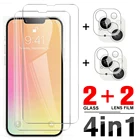 Закаленное стекло 4 в 1 для IPhone 13 Pro Max, Защитное стекло для экрана iphone13, 13 mini, 13 Pro max, защитная пленка для объектива камеры