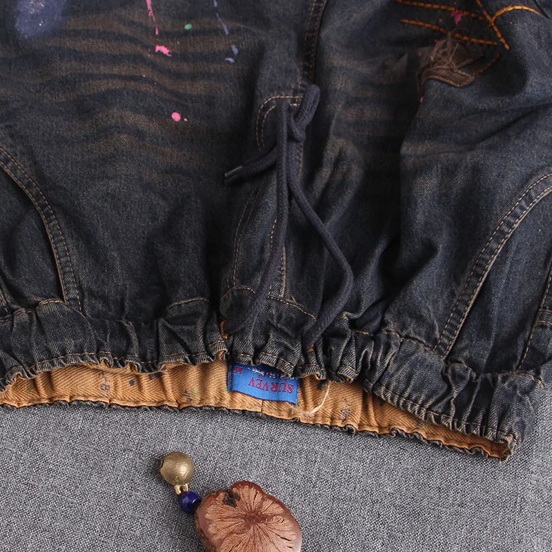 Новинка весенние джинсы для папы женские шаровары с мультяшным принтом девочек