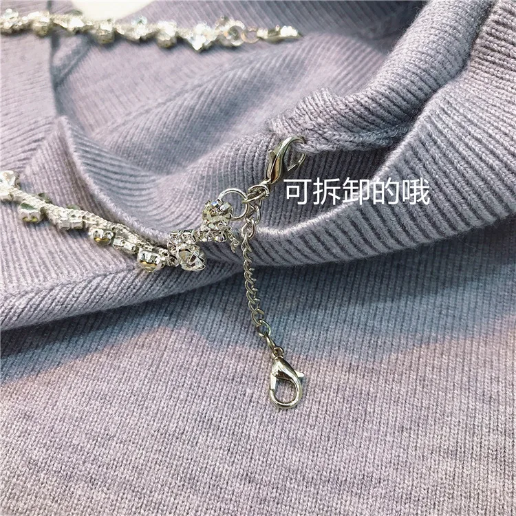 

Solid Sexy Dress Long Sleeve Chain Strap Female Party Dresses Fall New Split Ribbed Bodycon Skinny Knitted Dress C-379