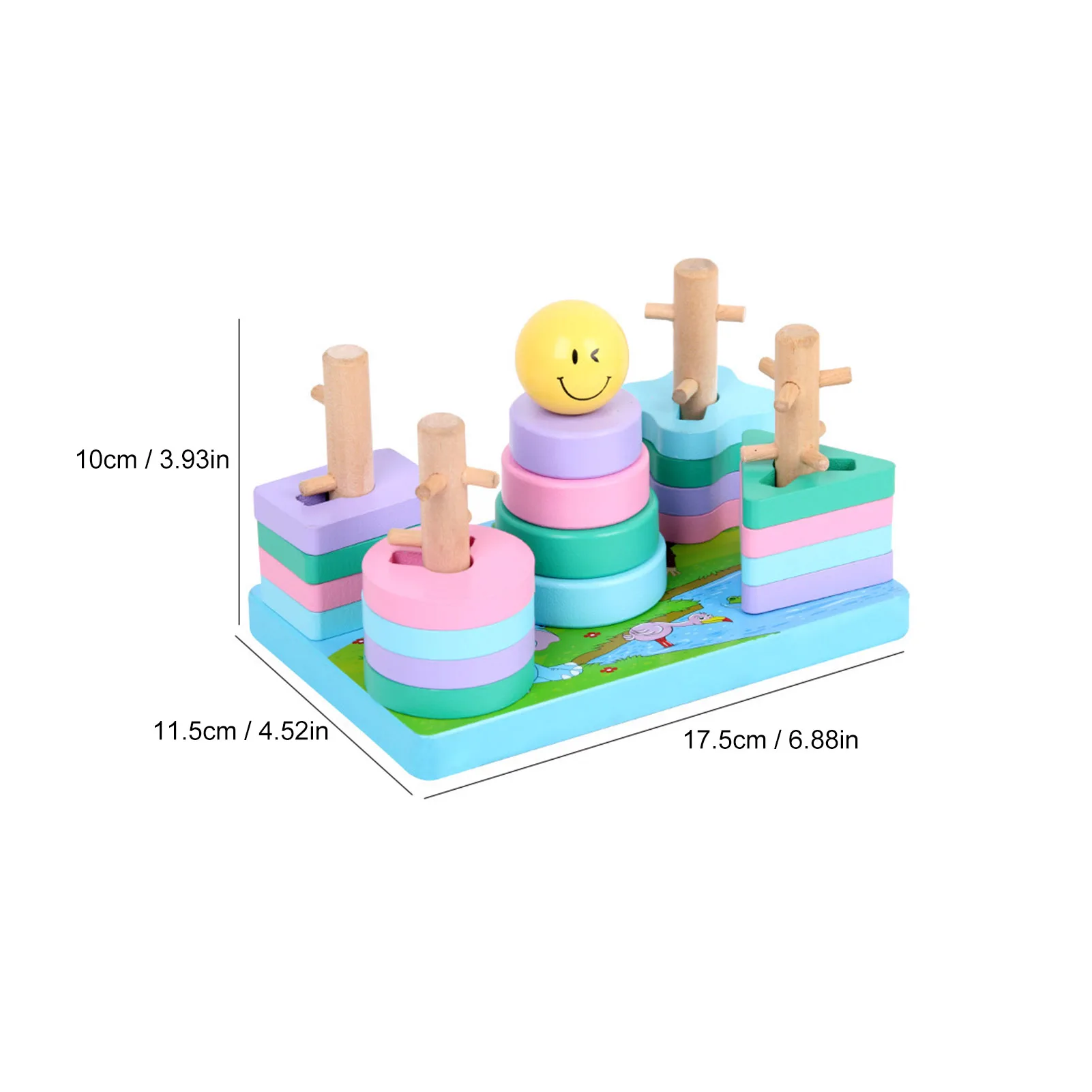 

Montessori Wooden Toys Color Shape Sorting Stacking Block Toy Set D50