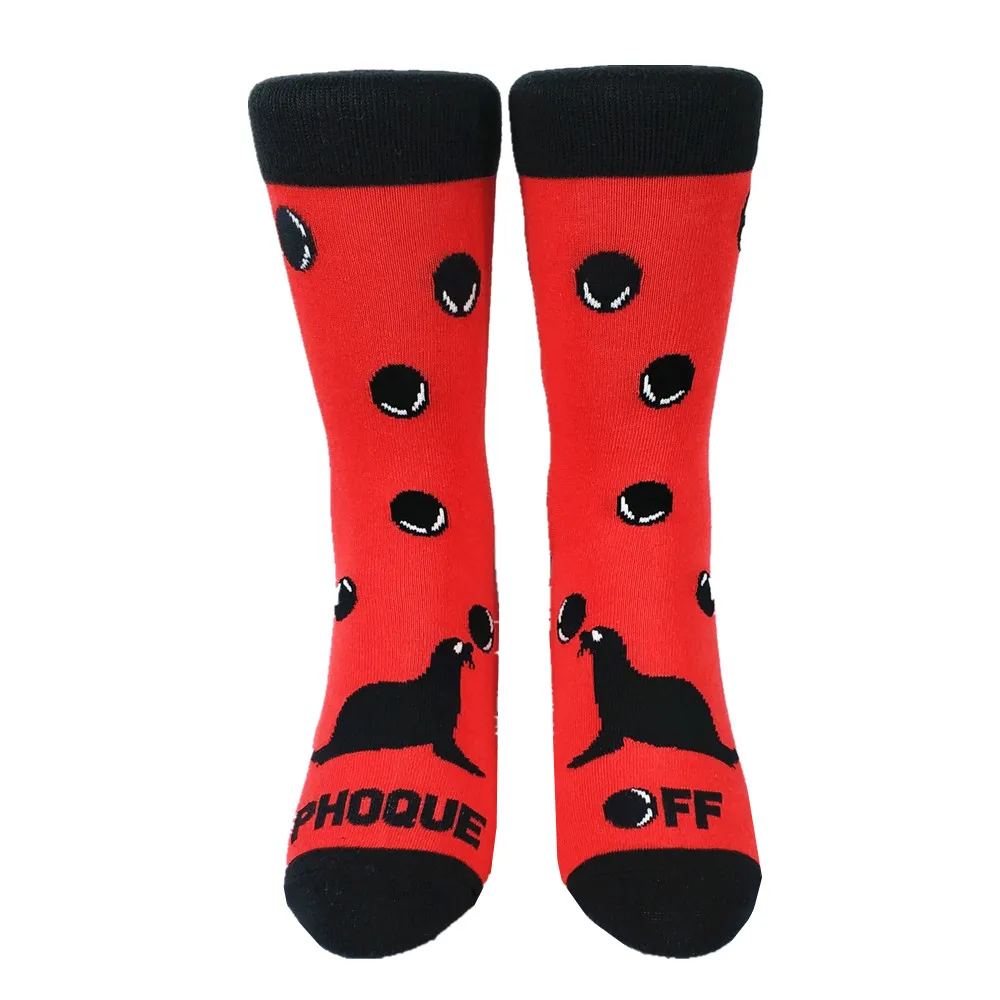 Для мужчин в рождественском стиле Забавный Красный уплотнение гольфы|street socks|socks