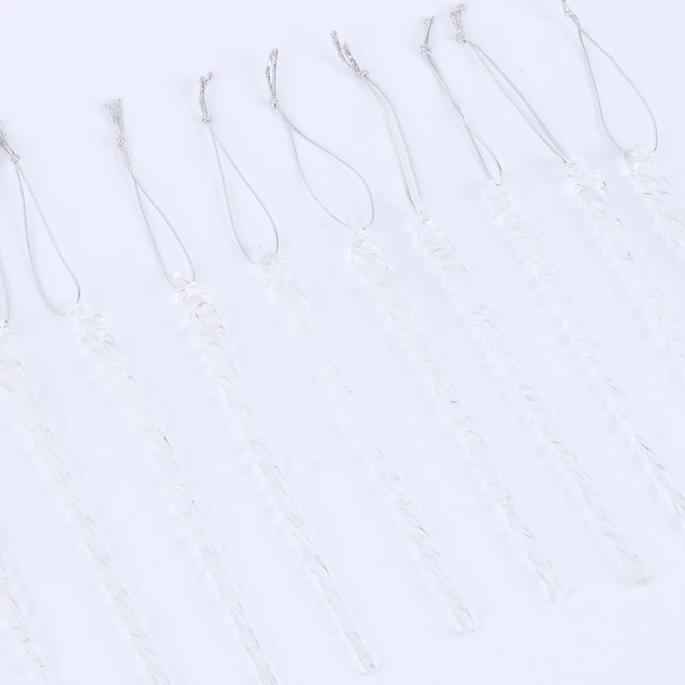 

10pcs Clear Glass Pendant Transparent Icicle Pendant Christmas Tree Hanging Decoration DIY Accessory for Party Wedding Gift