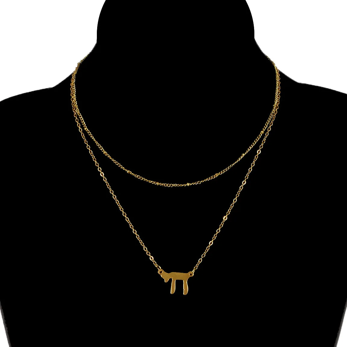 Fashion Jewish Shiba Inu Pendant Necklace Classic Women's Gold Double Bead Chain Religious Spindle Item Clavicle XL136 | Украшения и
