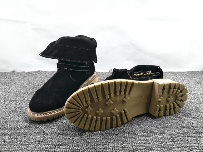 Careaymade-; ; полусапожки из натуральной кожи; Женские ботинки в байкерском стиле; женские зимние ботинки; GBT001 - Цвет: BlacK Villus