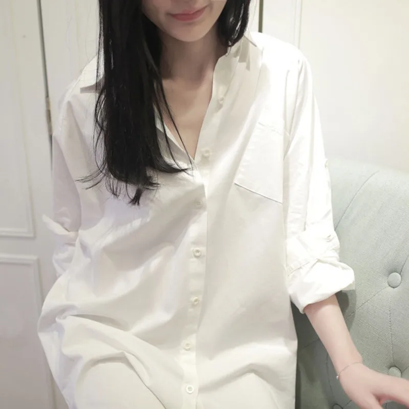 Женская Элегантная блузка в классическом стиле BF сексуальная свободная рубашка