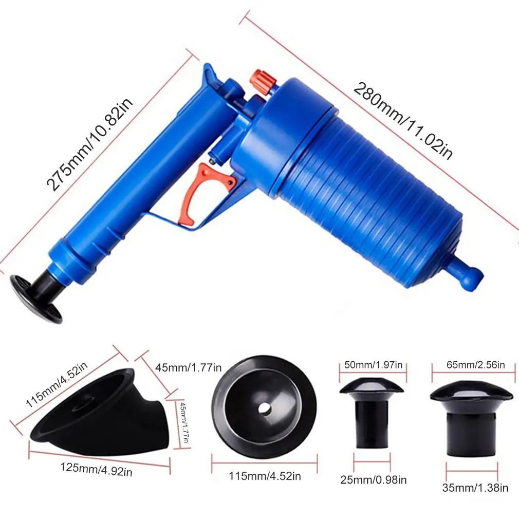 

Air Power Drain Blaster Gun High Pressure Powerful Manual Sink Plunger Opener Cleaner Pump for Bath Toilets Bathroom