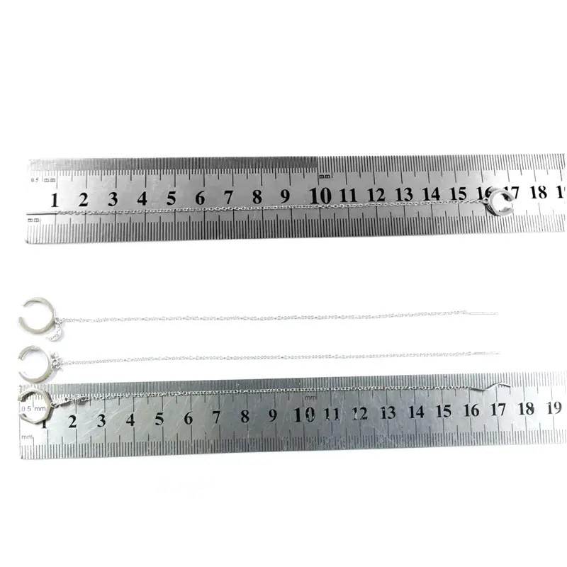 

Moonmory Real 925 Sterling Silver Wedding Earring For Women With Chain Fashion Jewelry Silver Ear Cuff Brincos One piece