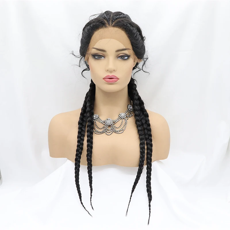 Braided Lace Front Wigs Curly Blonde Crochet Braids Black Red Brown Glueless Cornrow Braiding Hair Knotless Briaid Wig For Women