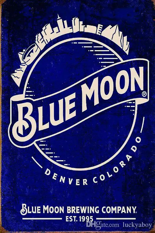 

Blue Moon Retro Metal Sign Vintage Craft Tin Sign Retro Metal Painting Poster Bar Pub Wall Art UV284