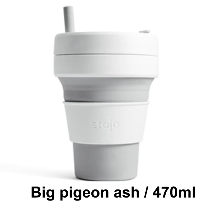 big pigeon ash 470 STOJO CUP Складная Силиконовая портативная силиконовая кофейная чашка многофункциональная Складная силиконовая чашка для офиса и путешествий - Цвет: big pigeon ash 470