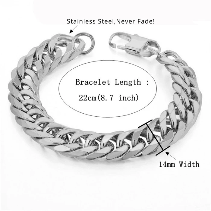 Steel Color 783 Мужская Золотая цепочка, мужской браслет, кубинские звенья, цепь из нержавеющей стали и звенья, браслеты для мужчин, новинка, ювелирное изделие золотого цвета - Окраска металла: Steel Color 783