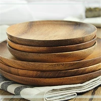 solid wood pan plate fruit dishes saucer tea dessert dinner bread wood plates tray storage