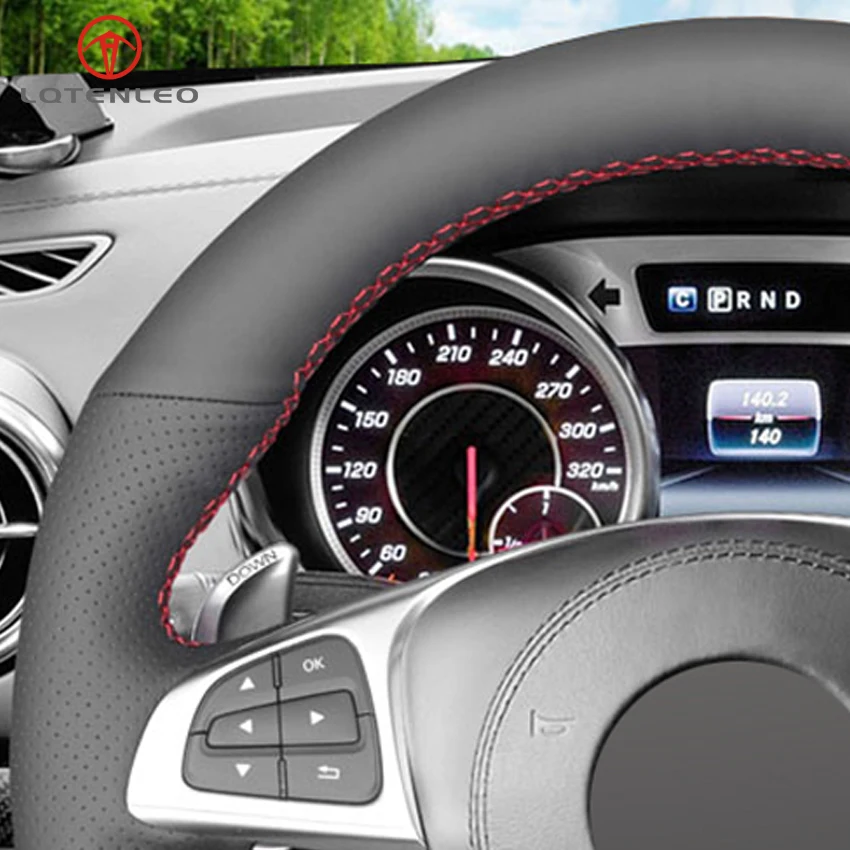 Черный чехол на руль LQTENLEO из искусственной кожи для Mercedes Benz A45 AMG W205 C43 C63S CLA45 CLS63 GLC 43