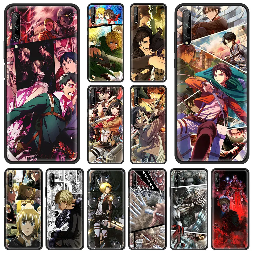 

Shingeki no kyojin attack on titan Anime Phone Case For Huawei P30 Pro P40 Lite E P Smart Z Y6 Y7 2019 Soft Black Cover Couqe