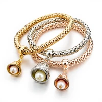 famous brand jewelry 3pcs goldsilver plated charm bracelet for women with bell pendant pearl bracelet gifts wholesale sbr150185