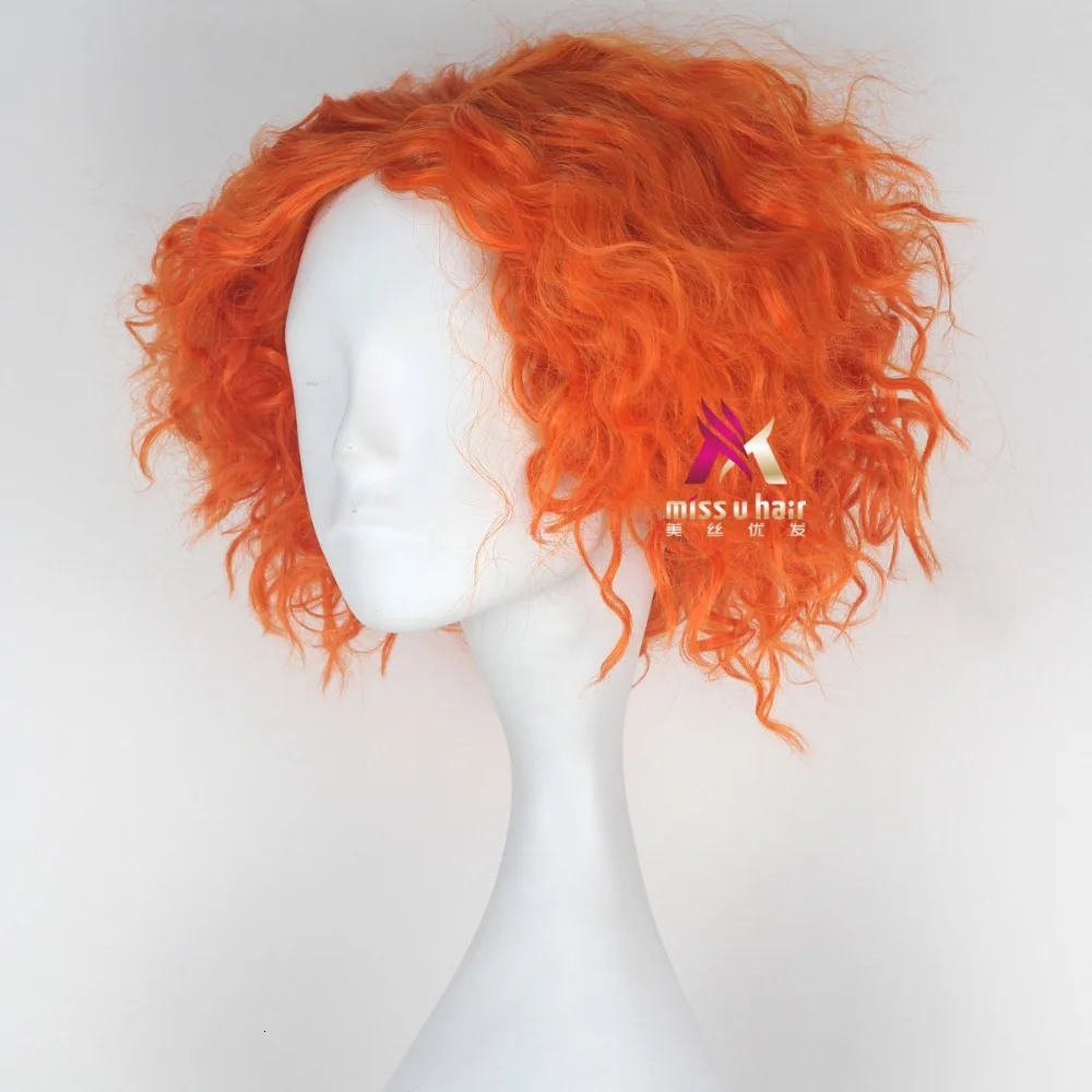 Короткий завиток из волос Alice in Wonderland с хвостиком и оранжевым париком |