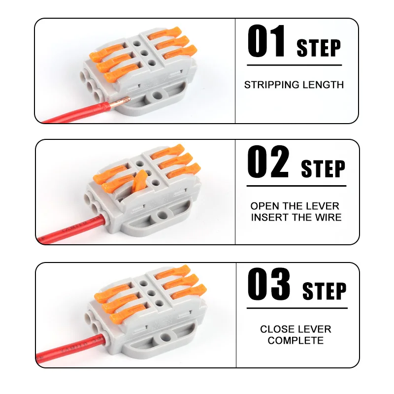 1PCS Quick Compact Wire Connectors 2/3/4/5/6/8/10/12 pin Conductor Push-in Butt Cable Wiring Terminal Block M3 Screw Fixing - купить по