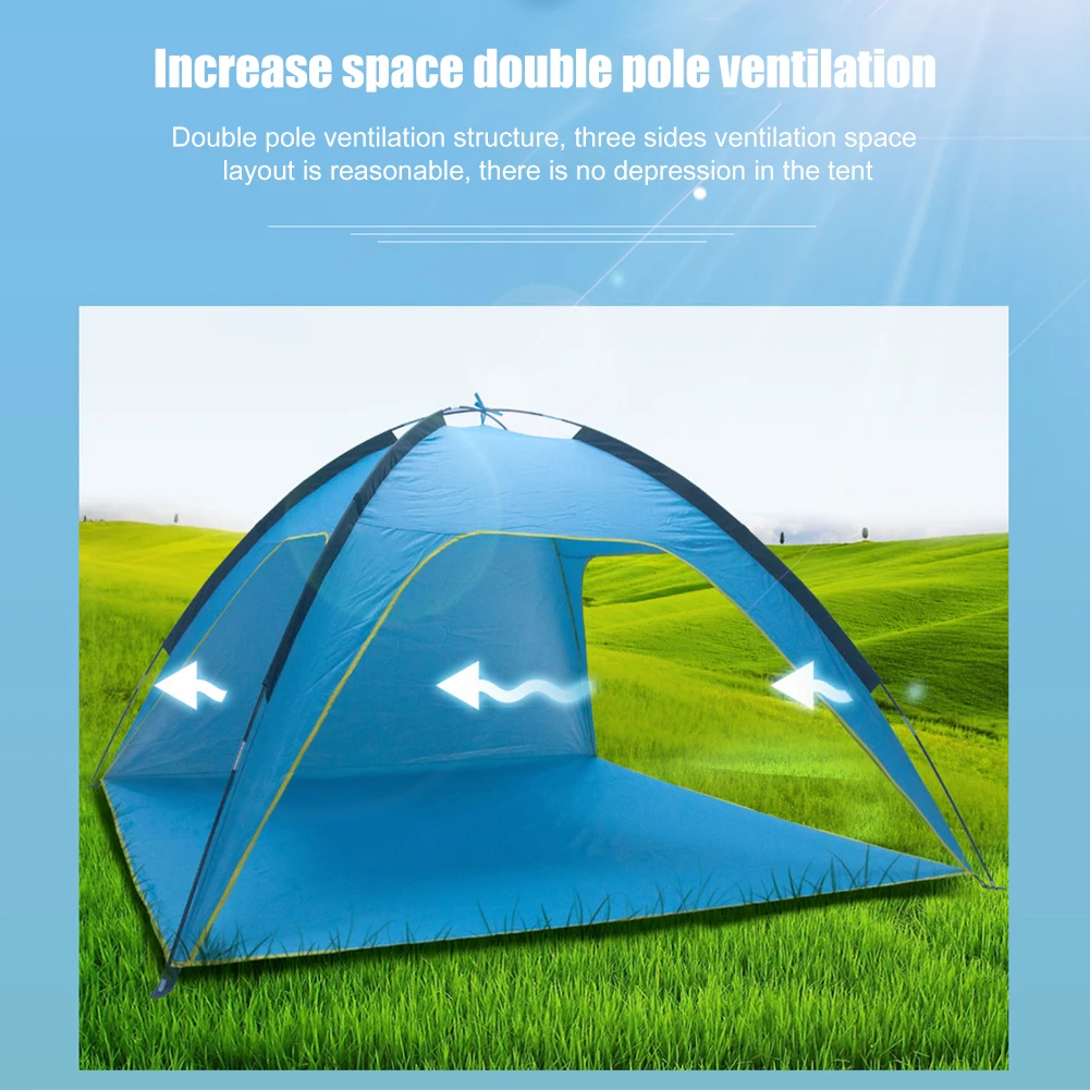 

2023 Big Beach Camping Tent Ventilated Silver-Coated Rainproof Picnic Anti-UV Sunshade Tents Sun Shelter with Storage Bag