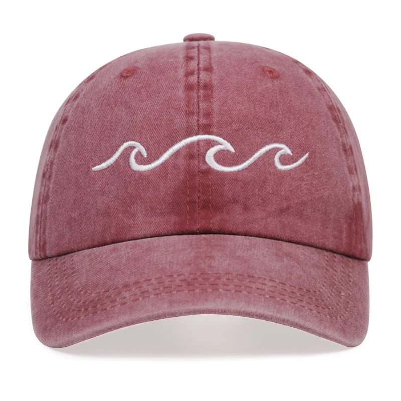 

Fashion summer cotton washed baseball cap Wave Embroidery golf Caps Outdoor sports leisure hat for Women Men Summer sun hats