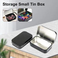6pcs mini metal tins container square hinged flip storage tin box small kit case jewelry coin candy home organizer portable