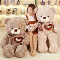 60cm80cm100cm 2 colors teddy bear with love plush toy stuffed soft cushion for child girls lover birthday valentines gift