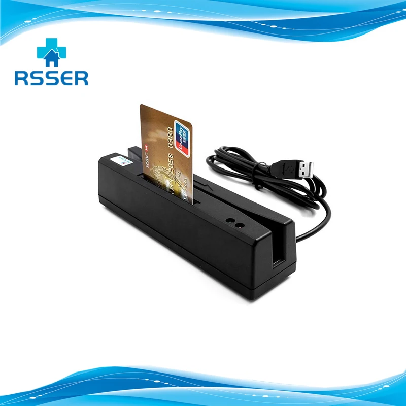 Считыватель магнитных карт/записывающий энкодер RSSER80 4 в 1 USB-интерфейс черный |