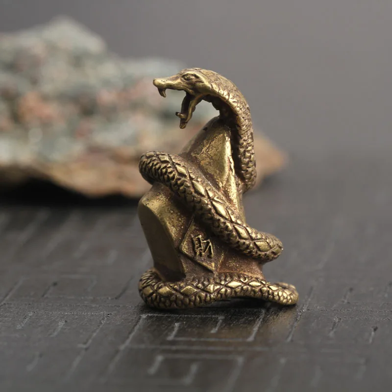 Статуя в форме змеи из чистой меди настольные украшения 12 китайских зодиакальных