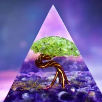 tree of life orgone pyramid amethyst peridot healing crystal energy orgonite pyramide emf protection meditation tool