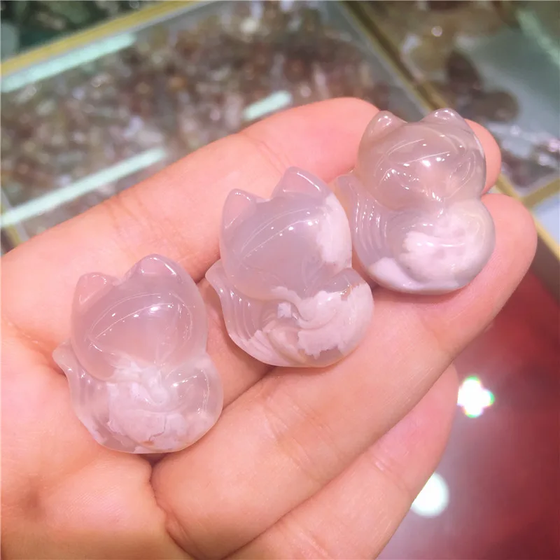 Красивая натуральная вишня цветок Агат милый кулон с лисичкой излечиваюший чакры полированное ожерелье с кварцевыми кристаллами в подарок 1 шт