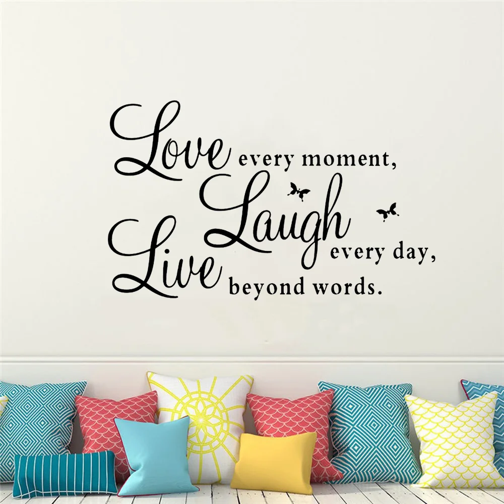 

Bedroom Decor Letter Pattern Fashion Vinyl Decal Live Every Moment,Laugh Every Day,Love Beyond Word Family Romantic Sticker