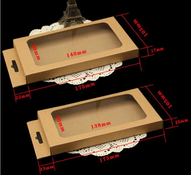 50 шт. чехол для телефона коробка упаковки крафт бумага черное окно посылка