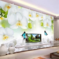 milofi custom large wallpaper wallpaper simple white orchid background wall painting decorative painting photo