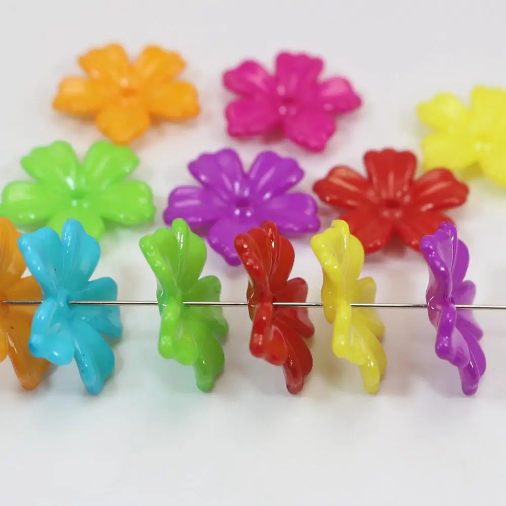 100 разноцветные яркие акриловые бусины в форме цветка 20 мм ювелирные изделия