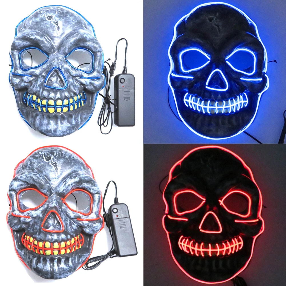 Светящиеся светящиеся светодиодный маски вечеринка Хэллоуин страшная маска EL Wire