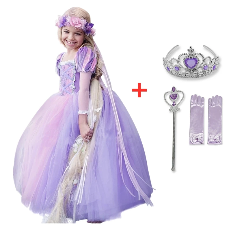 Фиолетовое платье принцессы для девочек Детская одежда костюмированной