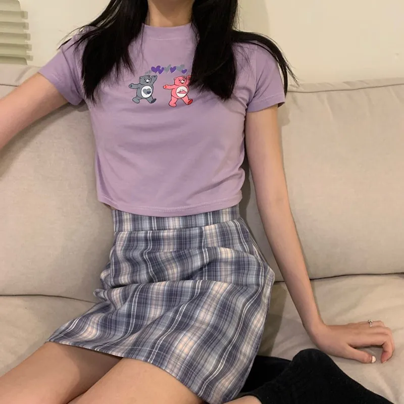

High Waist Plaid Skirt Women Summer Vintage Skirts Lady Fashion Thin Versatile Plaid A-Line Skirts Women Clothing New