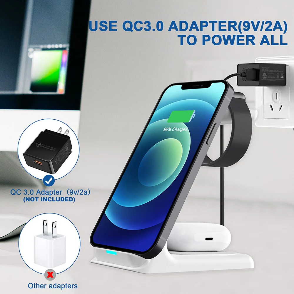 20w qi wireless charging stand for iphone 13 12 pro mini xs xr wireless chargers 3 in 1 for apple watch 7 6 charger airpods pro free global shipping