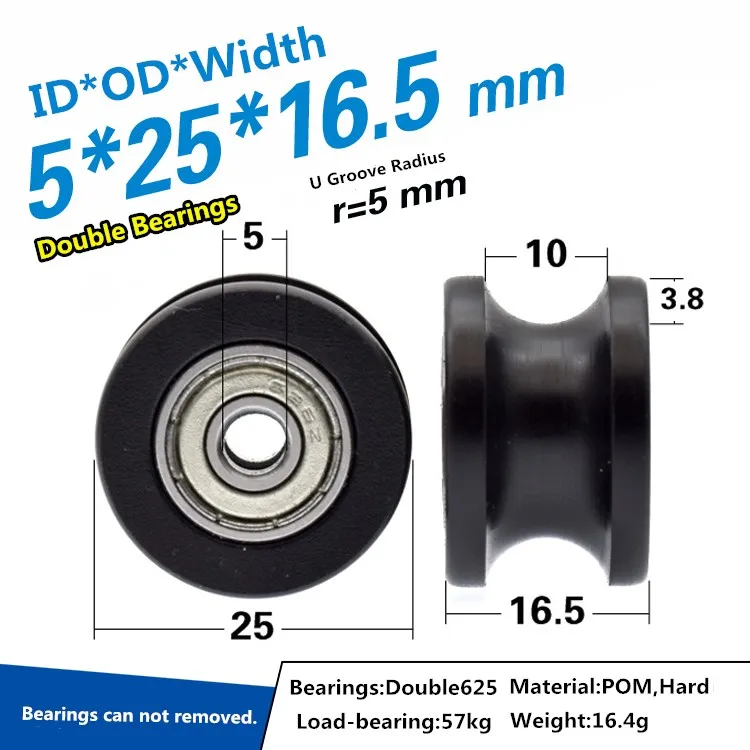 U образный двойной подшипник 2 шт. вогнутый колесный шкив направляющий ролик