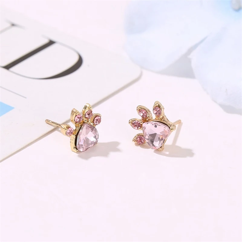 Women Fashion Bear Paw Cat Claw Jewelry Sets For Rose Gold Rings Stud Earrings Necklace Bracelet Wedding Gifts | Украшения и