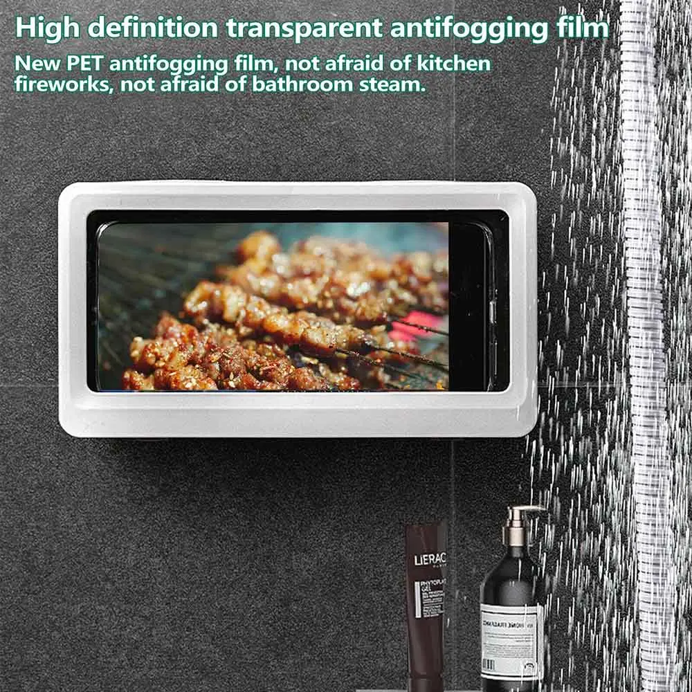 

NO-TRACE HANGING- Easy To Stick Wall Mount Phone Holder Removable Punch-Free Touchable Screen For Bathroom Shower Kitchen Fit