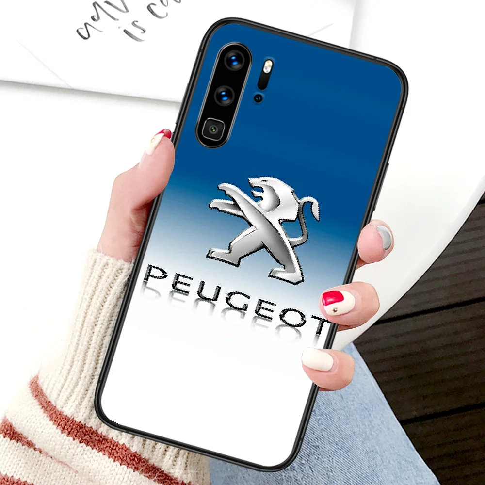 

Dongfeng Peugeot Luxury Car Phone Case For Huawei P Mate Smart 10 20 30 40 Lite Z 2019 Pro black Funda Tpu Shell Fashion Cell