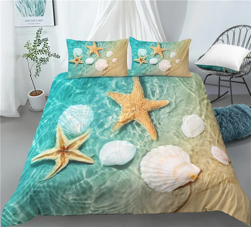 

Home Living Luxury 3D Starfish Print 2/3Pcs Comfortable Duvet Cover PillowCase Bedding Sets Queen and King EU/US/AU Size