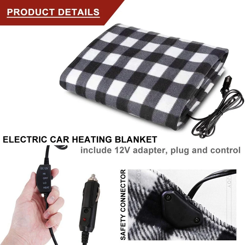 Одеяло для электрического автомобиля с подогревом 12 Вольт флисовый дорожный