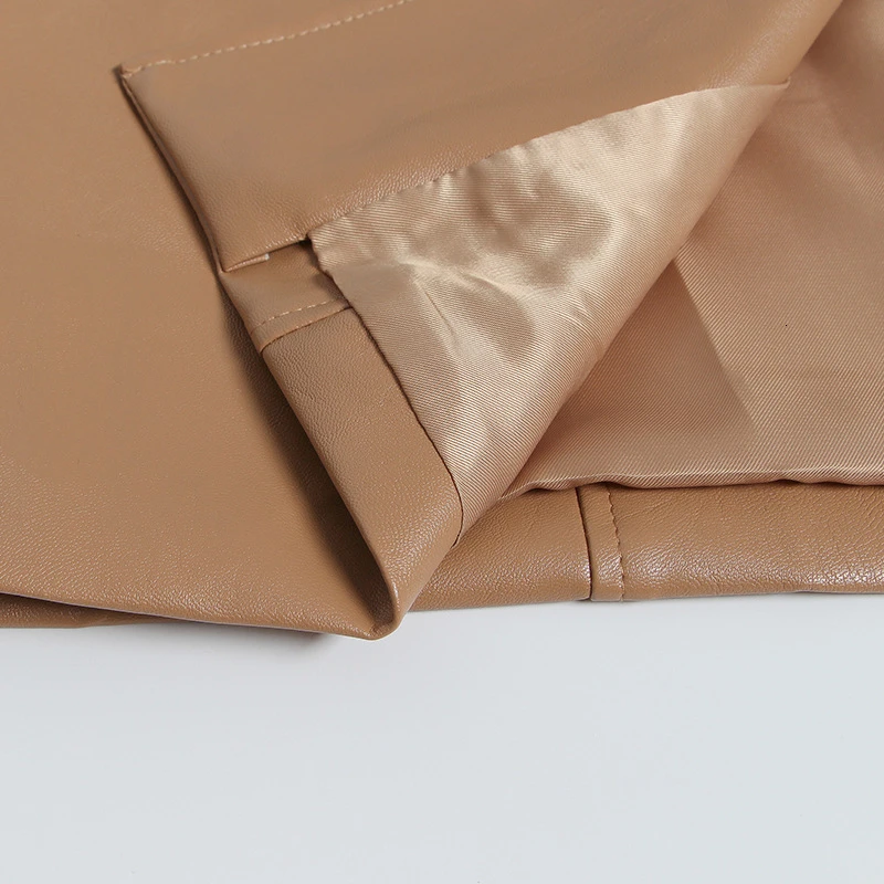 

Unua amo Long Leather Jacket Women Temperament Slim Trench 2021 Autumn Fashion Single-breasted PU Leather Women's Windbreaker