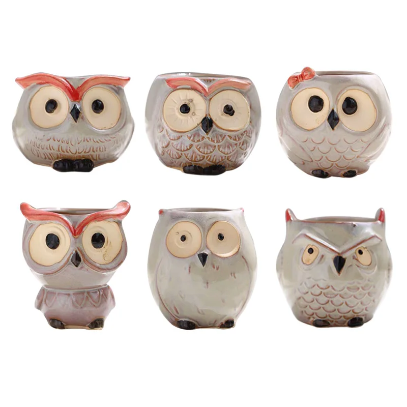 6 шт. суккуленты цветочный горшок глазурь база растительный контейнер Плантатор